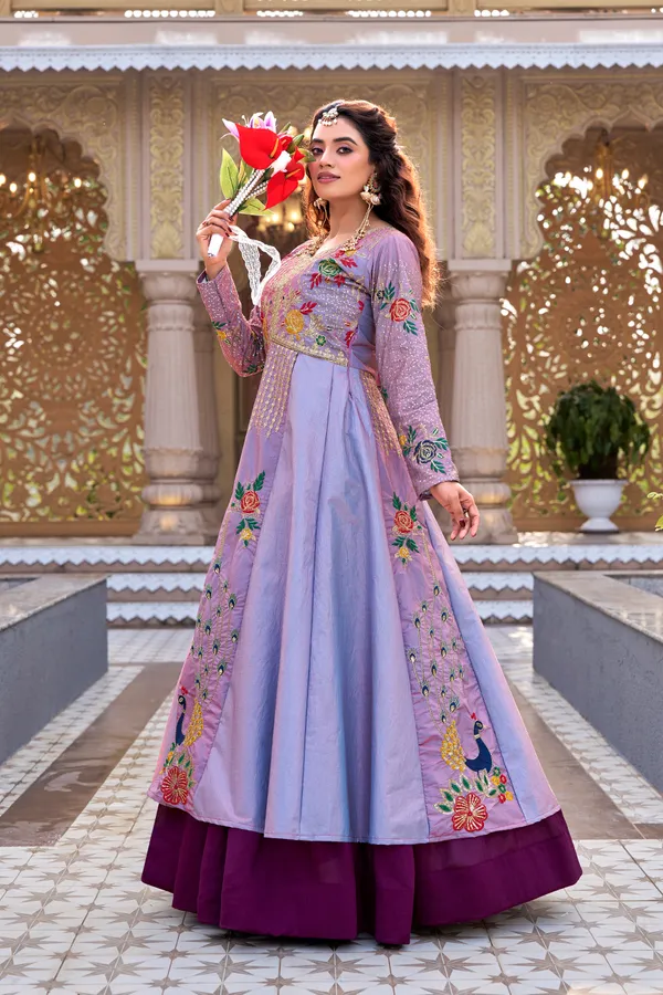 Light_Green_And_Lavender_Floral_Embroidered_Anarkali_Gown_Set_For_Women