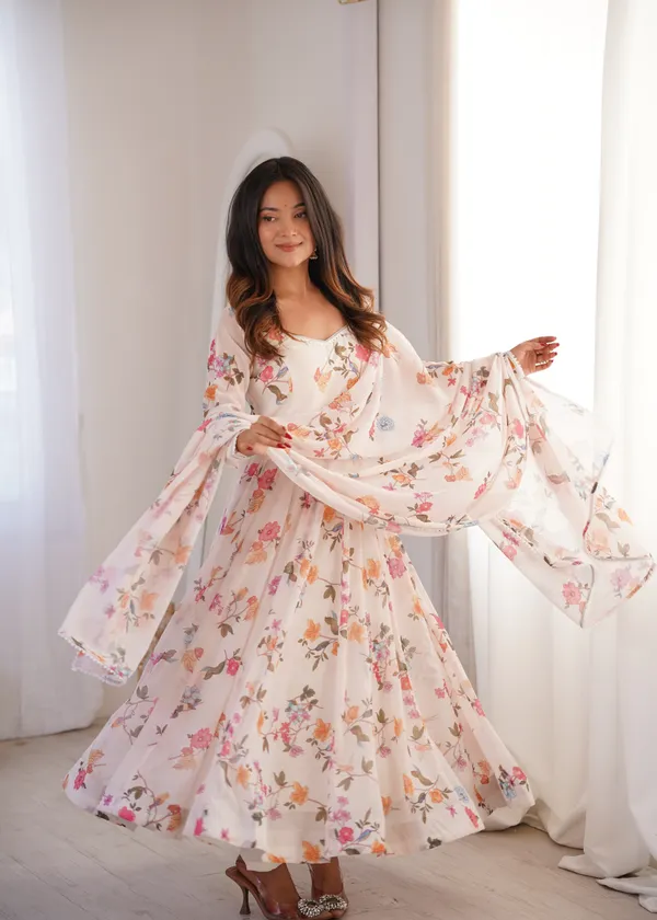 White_Floral_Print_Anarkali_Suit_Set_With_Dupatta_For_Women