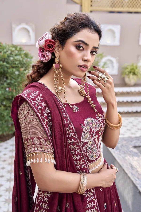 Blue_And_Red_Ethnic_Wear_Kurta_Pajama_With_Dupatta_For_Women