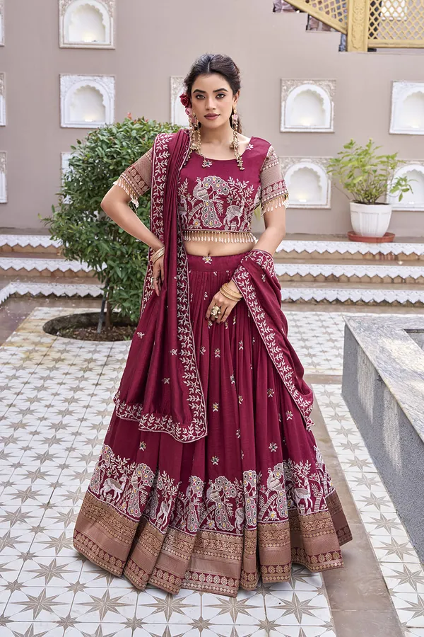 Blue_And_Red_Ethnic_Wear_Kurta_Pajama_With_Dupatta_For_Women