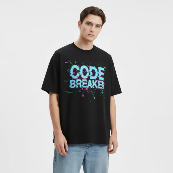 Code_Breaker_Streetwear_Black_French_Terry_Cotton_Oversized_T-Shirt_For_Men