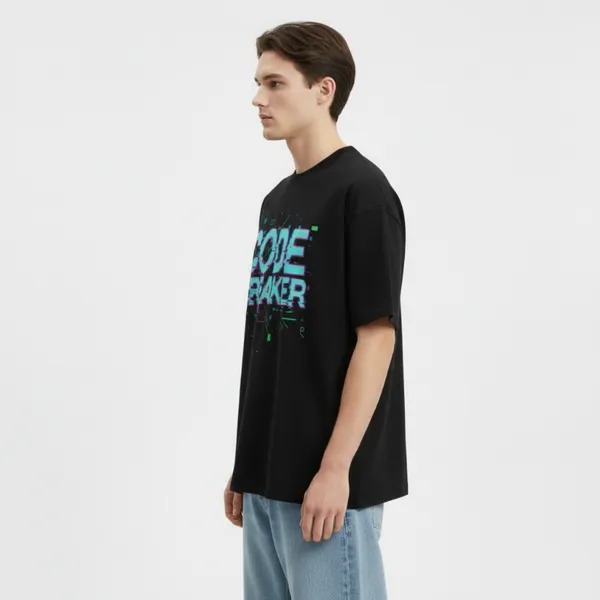 Code_Breaker_Streetwear_Black_French_Terry_Cotton_Oversized_T-Shirt_For_Men