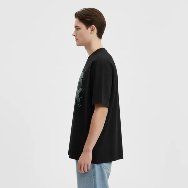 Black_French_Terry_Cotton_Vibe_Check_Bold_Streetwear_Oversized_T-Shirt_For_Men