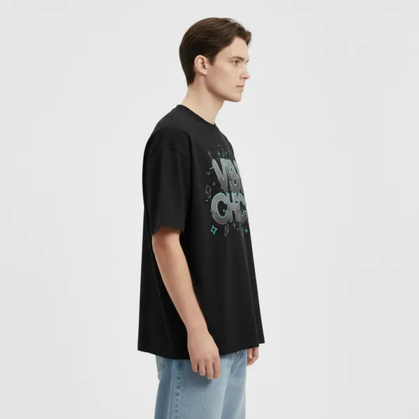 Black_French_Terry_Cotton_Vibe_Check_Bold_Streetwear_Oversized_T-Shirt_For_Men