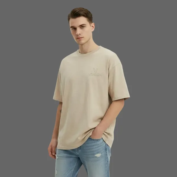 Signature_Sand_Beige_French_Terry_Cotton_Oversized_T-Shirt_For_Men