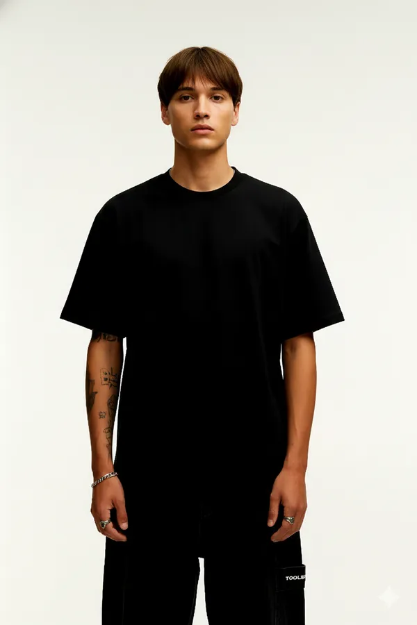 Stfu_Graphic_Streetwear_Back_Black_French_Terry_Cotton_Oversized_T-Shirt_For_Men