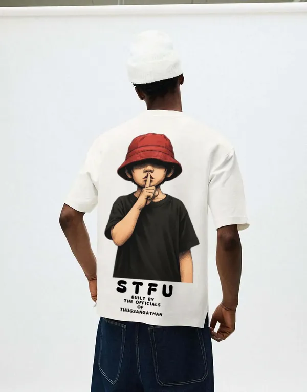 Stfu_Graphic_Streetwear_Back_Black_French_Terry_Cotton_Oversized_T-Shirt_For_Men