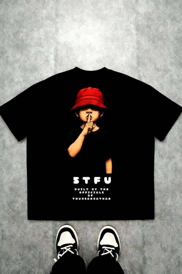 Stfu_Graphic_Streetwear_Back_Black_French_Terry_Cotton_Oversized_T-Shirt_For_Men