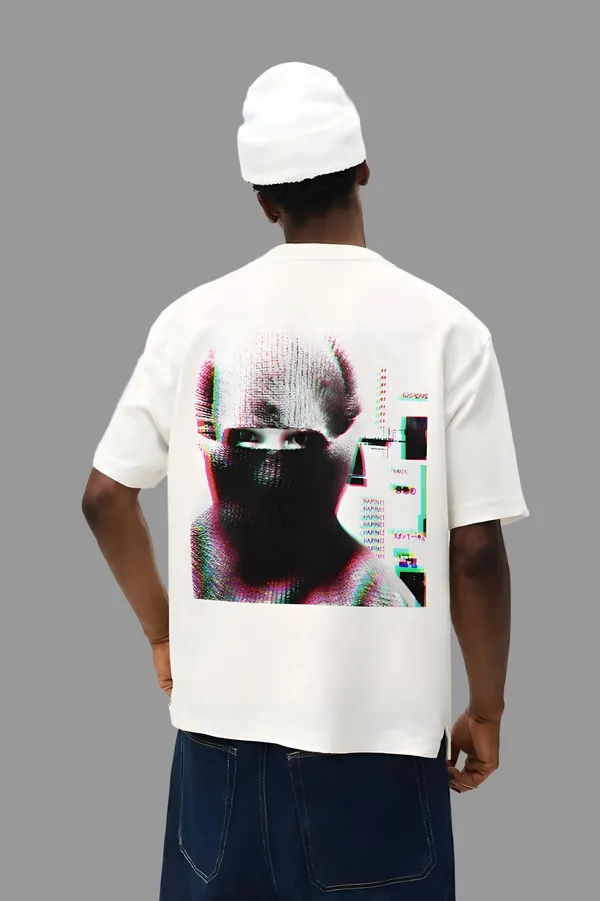 Cyber_Mask_Graphic_Glitch_Art_Back_White_French_Terry_Cotton_Oversized_T-Shirt_For_Men