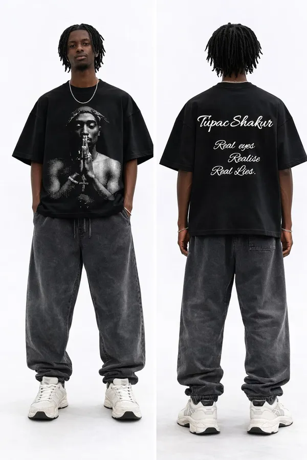 Tupac_Shakur_Real_lies_Street_Wear_Back_And_Front_Black_French_Terry_Cotton_Oversized_T-Shirt_For_Men