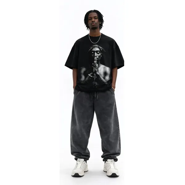 Tupac_Shakur_Real_lies_Street_Wear_Back_And_Front_Black_French_Terry_Cotton_Oversized_T-Shirt_For_Men