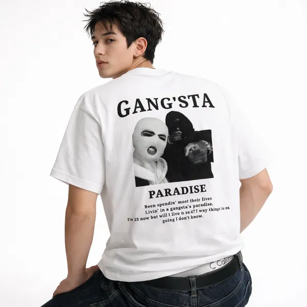 Gangsta_Paradise_Front_And_Back_White_French_Terry_Cotton_Oversized_T-Shirt_For_Men