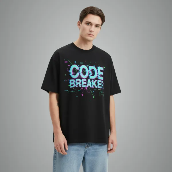 Code_Breaker_Streetwear_Black_French_Terry_Cotton_Oversized_T-Shirt_For_Men
