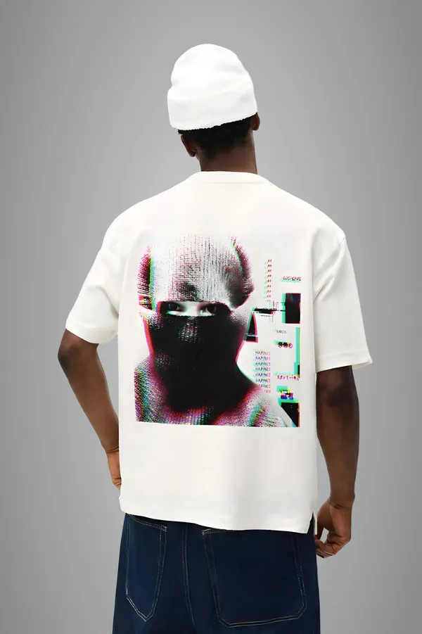 Cyber_Mask_Graphic_Glitch_Art_Back_White_French_Terry_Cotton_Oversized_T-Shirt_For_Men