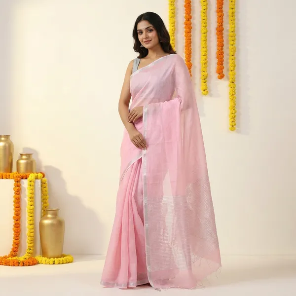 Light_Pink_Linen_Saree_For_Women