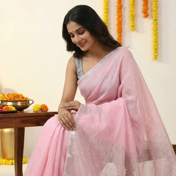 Light_Pink_Linen_Saree_For_Women