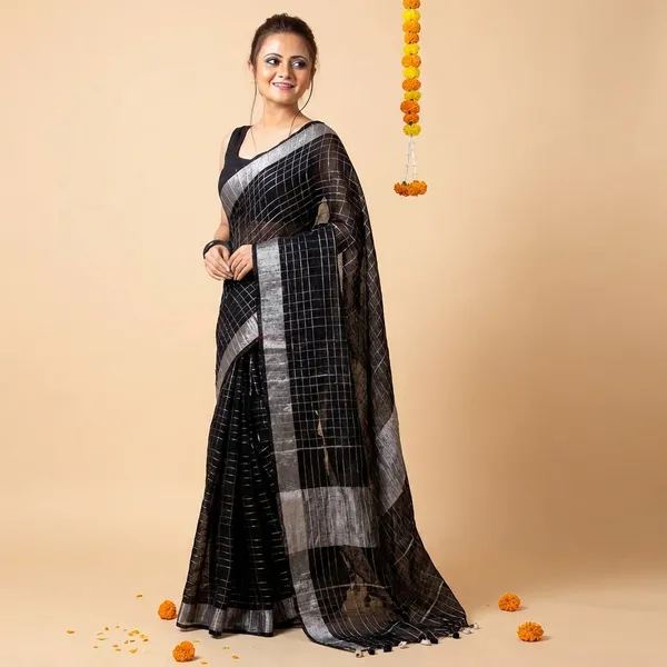 Black_Linen_Saree_For_Women