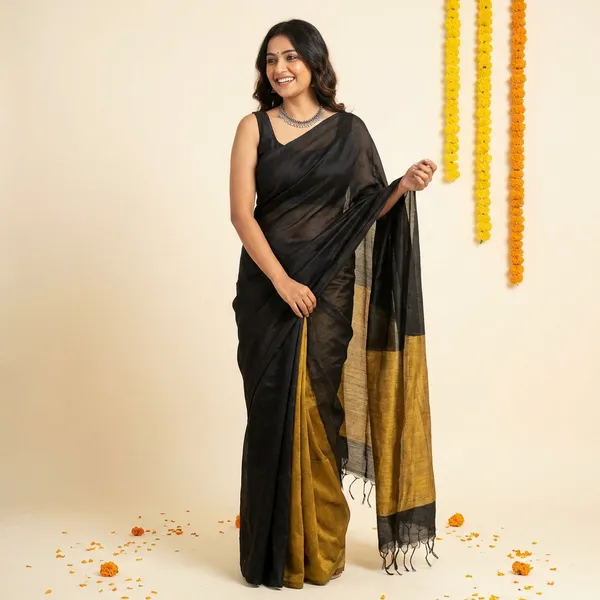 Black_Linen_Saree_For_Women