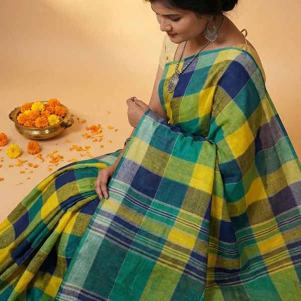 Multi_Color_Linen_Saree_For_Women