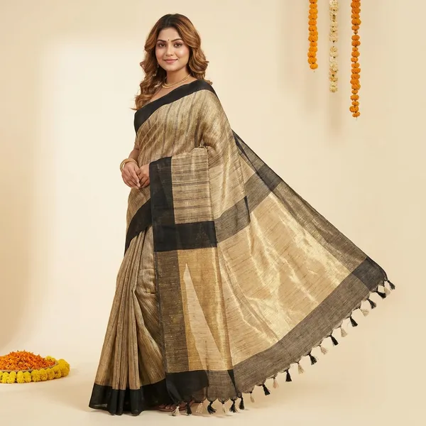 Multicolor_Linen_Blended_Saree_For_Women