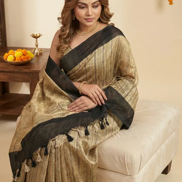 Multicolor_Linen_Blended_Saree_For_Women
