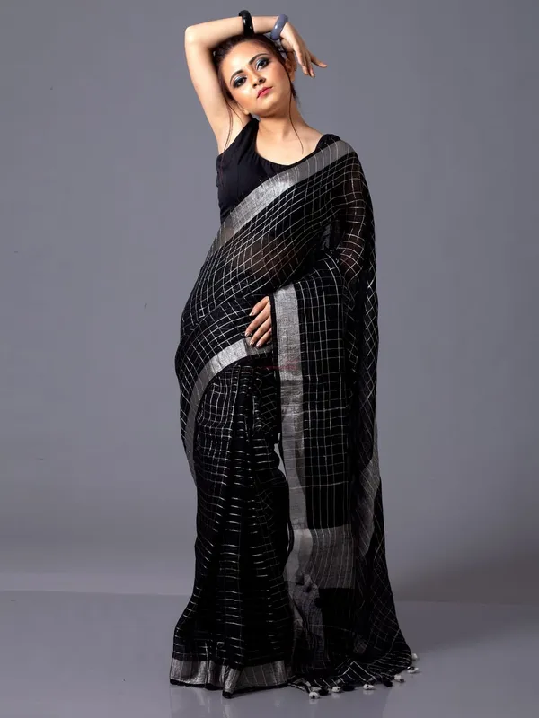 Black_Linen_Saree_For_Women