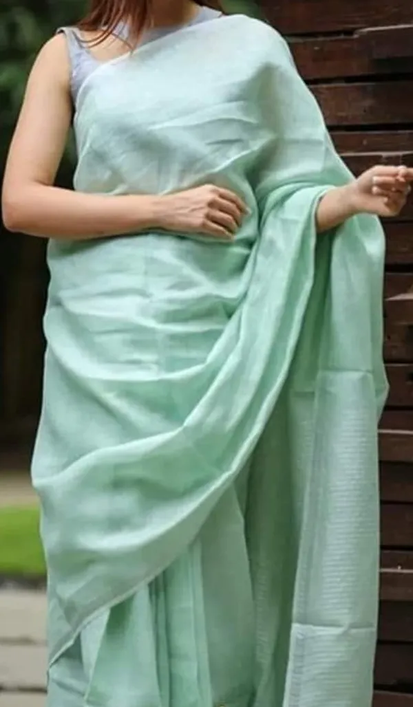 Light_Green_Linen_Saree_For_Women