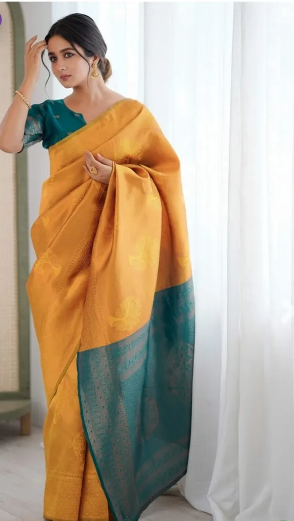 Yellow_Banarasi_Silk_Saree_For_Women