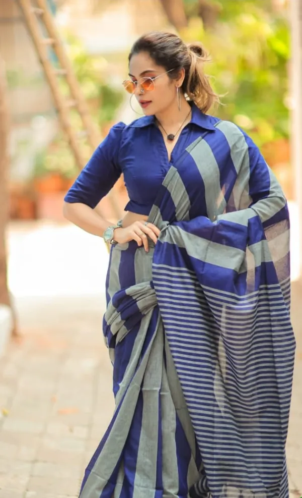 Blue_Khadi_Cotton_Saree_For_Women