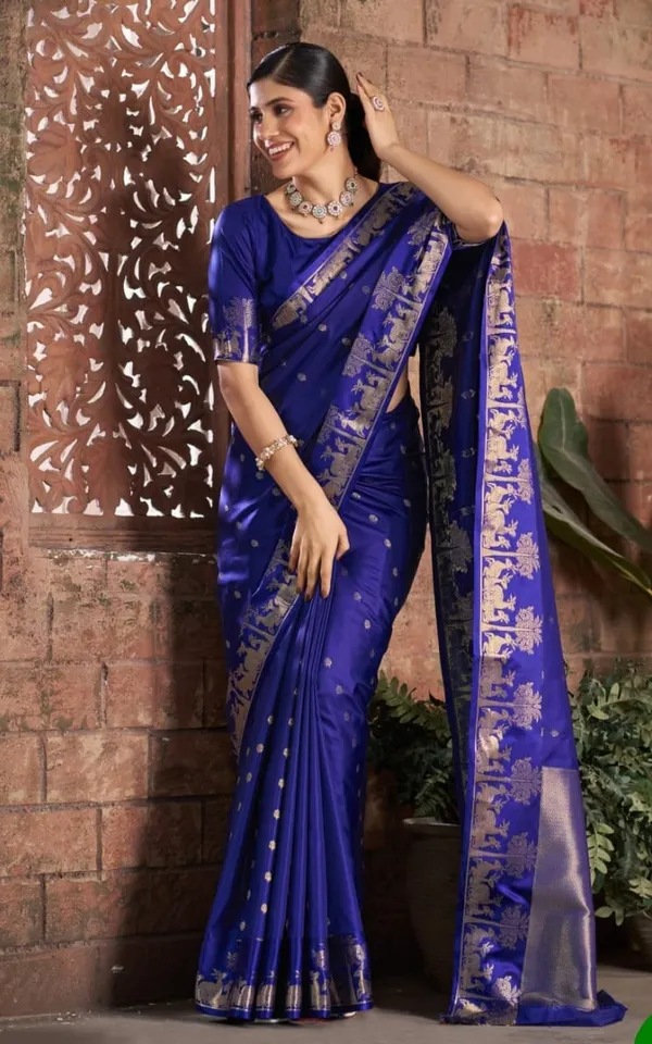 Blue_Litchi_Silk_Saree_For_Women