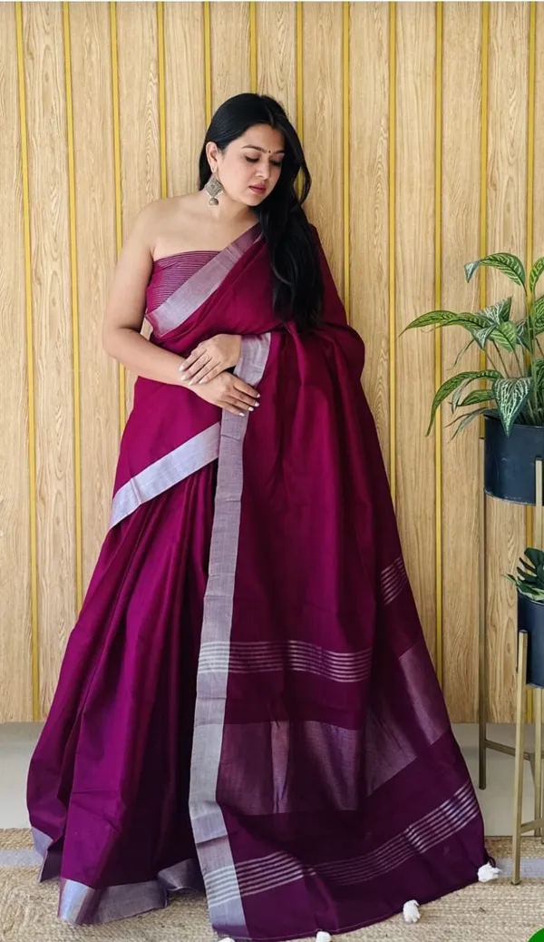 Magneta_Linen_Cotton_Saree_For_Women