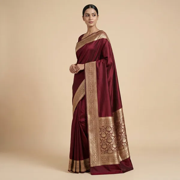 Maroon_Kancipura_Saree_For_Women