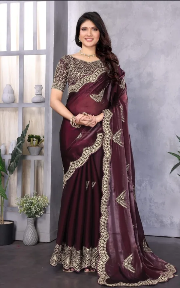 Wine_Jimmy_Choo_Fabric_Saree_For_Women