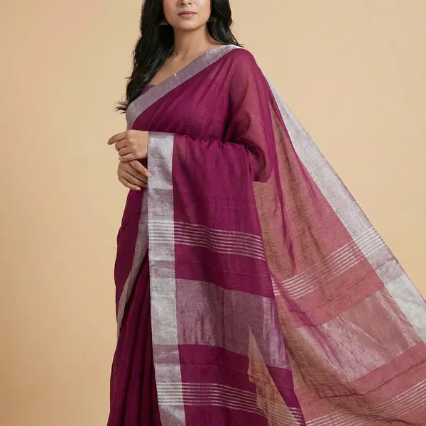 Magneta_Linen_Cotton_Saree_For_Women