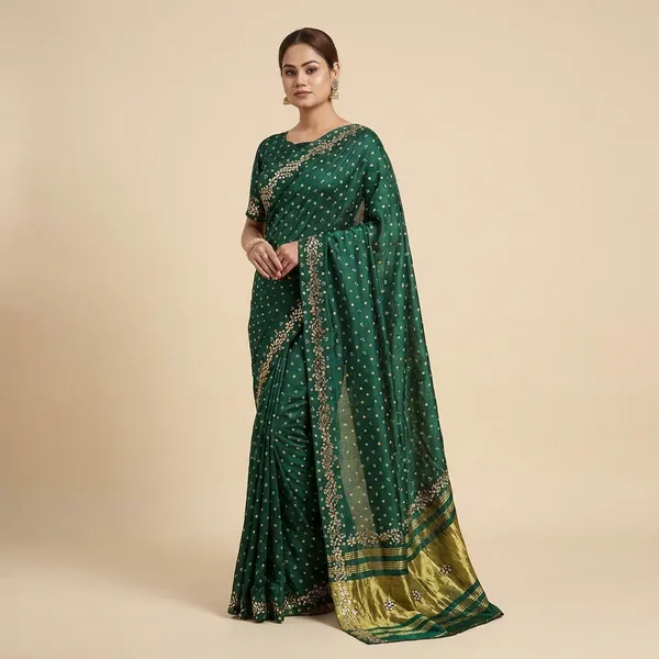 Green_Chinon_Silk_Saree_For_Women