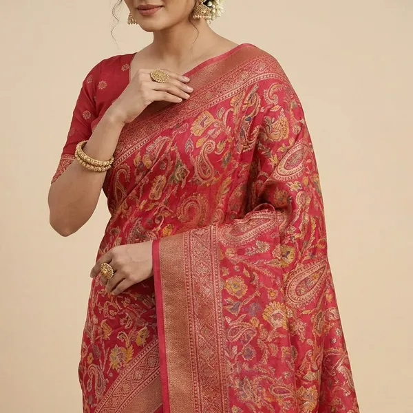 Red_Mulmul_Cotton_Saree_For_Women