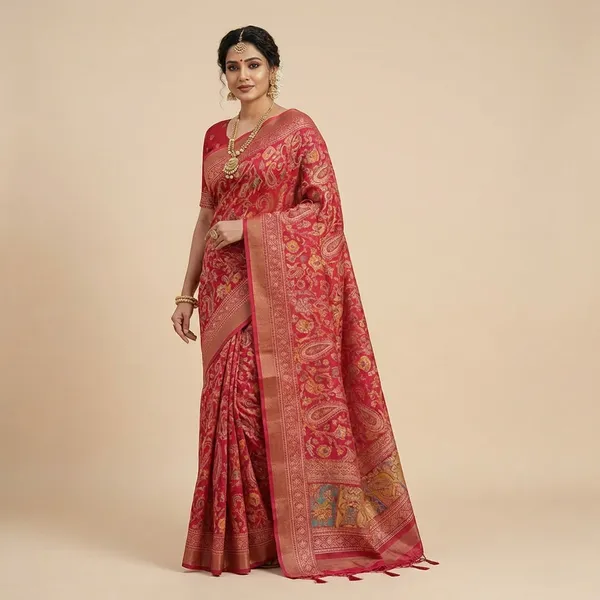 Red_Mulmul_Cotton_Saree_For_Women