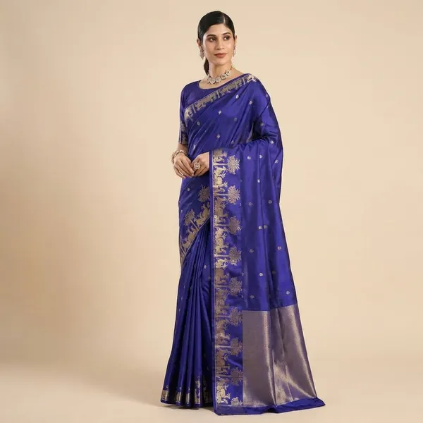 Blue_Litchi_Silk_Saree_For_Women