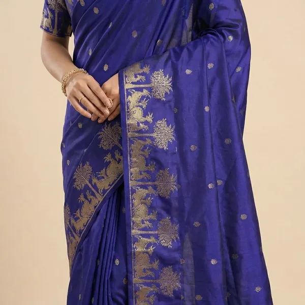 Blue_Litchi_Silk_Saree_For_Women