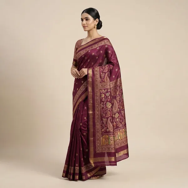 Maroon_Mulmul_Cotton_Saree_For_Women