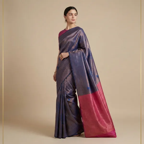 Blue_Banarasi_Silk_Saree_For_Women