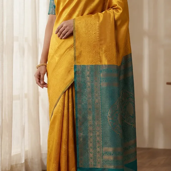Yellow_Banarasi_Silk_Saree_For_Women
