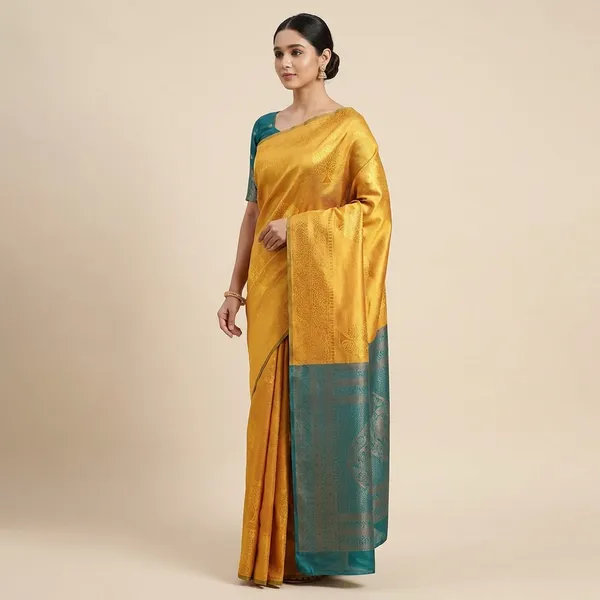 Yellow_Banarasi_Silk_Saree_For_Women