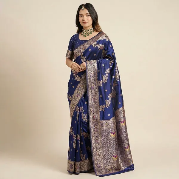 Blue_Banarasi_Silk_Saree_For_Women
