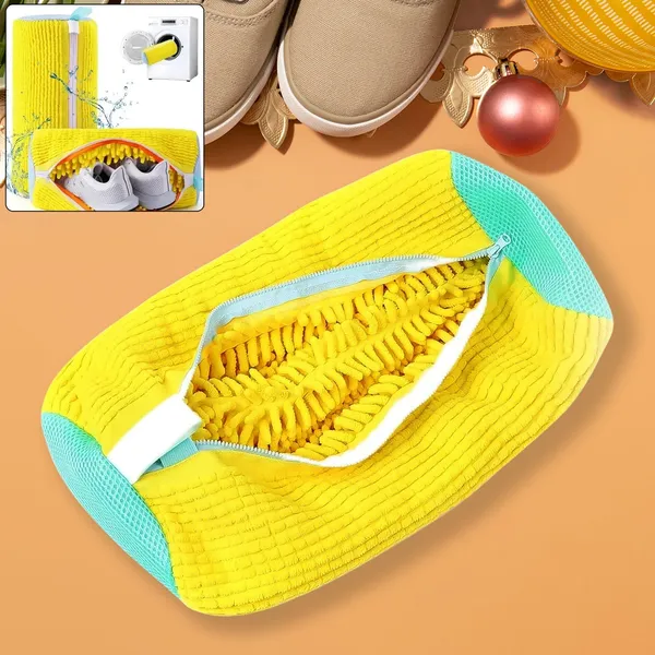 Shoe_Washing_Bag_With_Microfiber_Chenille_Lining_Zipper