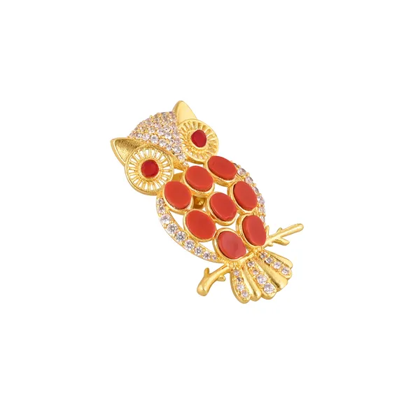 Coral_Owl_Brooch