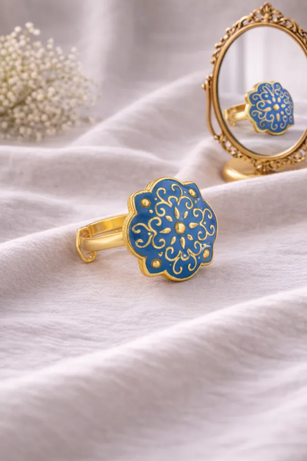 Royal_Blue_Enamel_Floral_Adjustable_Ring