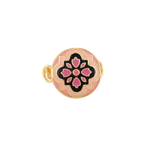 Pink_Floral_Enamel_Gold-Toned_Adjustable_Ring