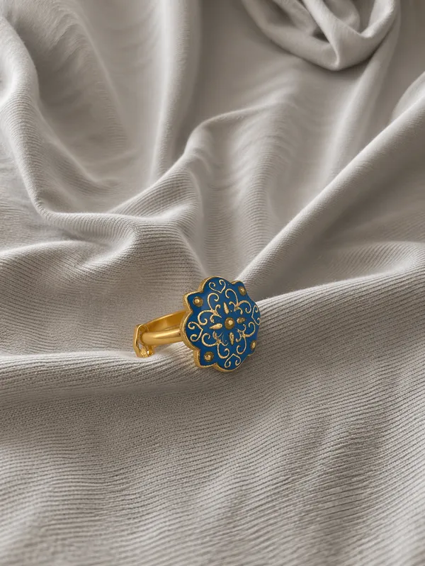 Royal_Blue_Enamel_Floral_Adjustable_Ring