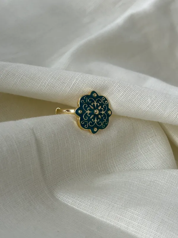 Royal_Blue_Enamel_Floral_Adjustable_Ring